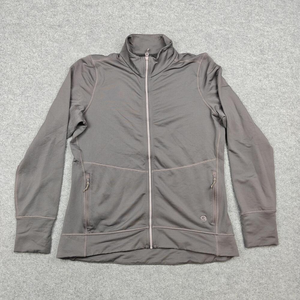Mountain Hardwear Jacket Womens Large Brown Fleece Full Zip Thumbholes Hiking